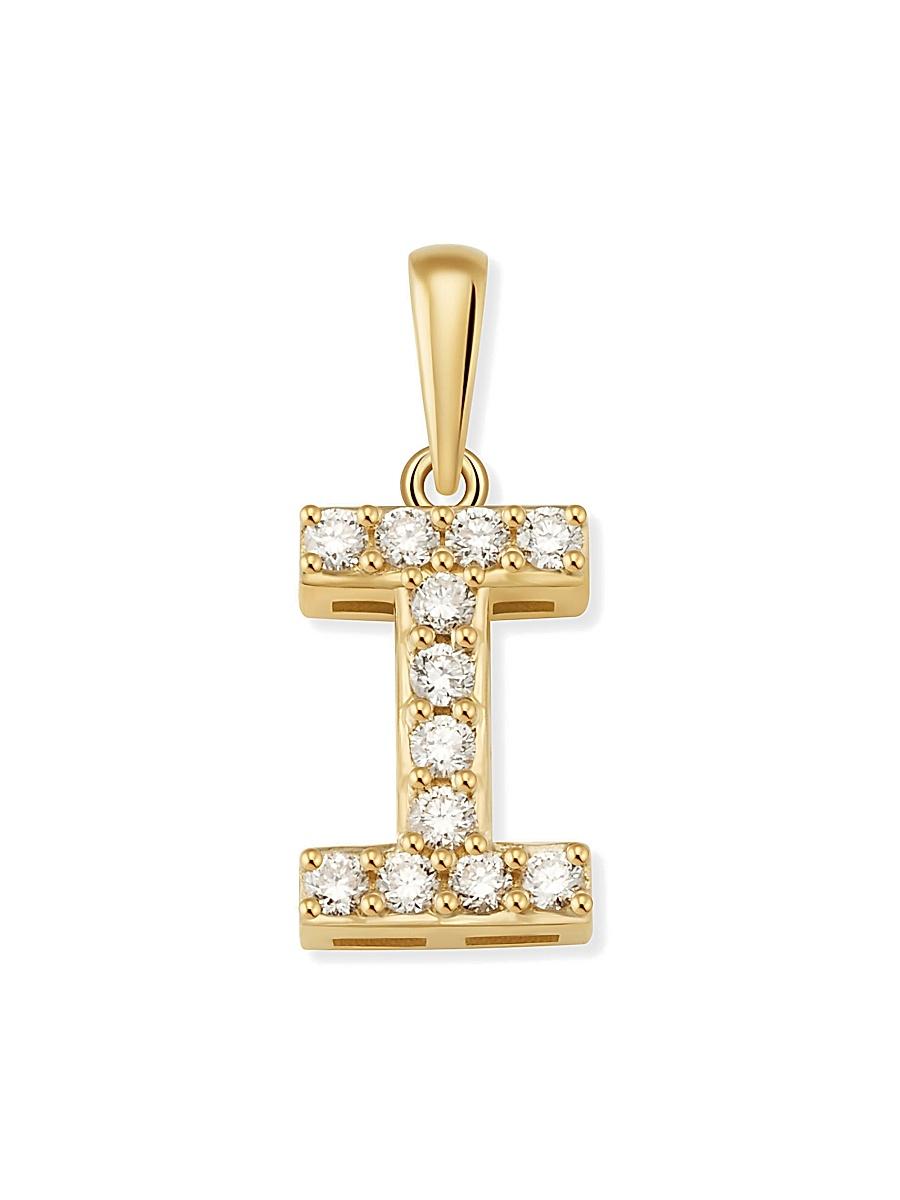 Womens 14K Yellow Gold Luxe Letter Diamond Initial Pendant Charm Product Image
