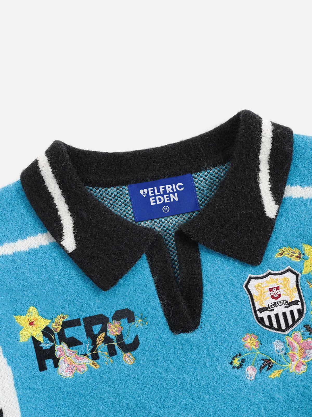 Aelfric Eden Floral 77 Color Blocking Polo Sweater Product Image