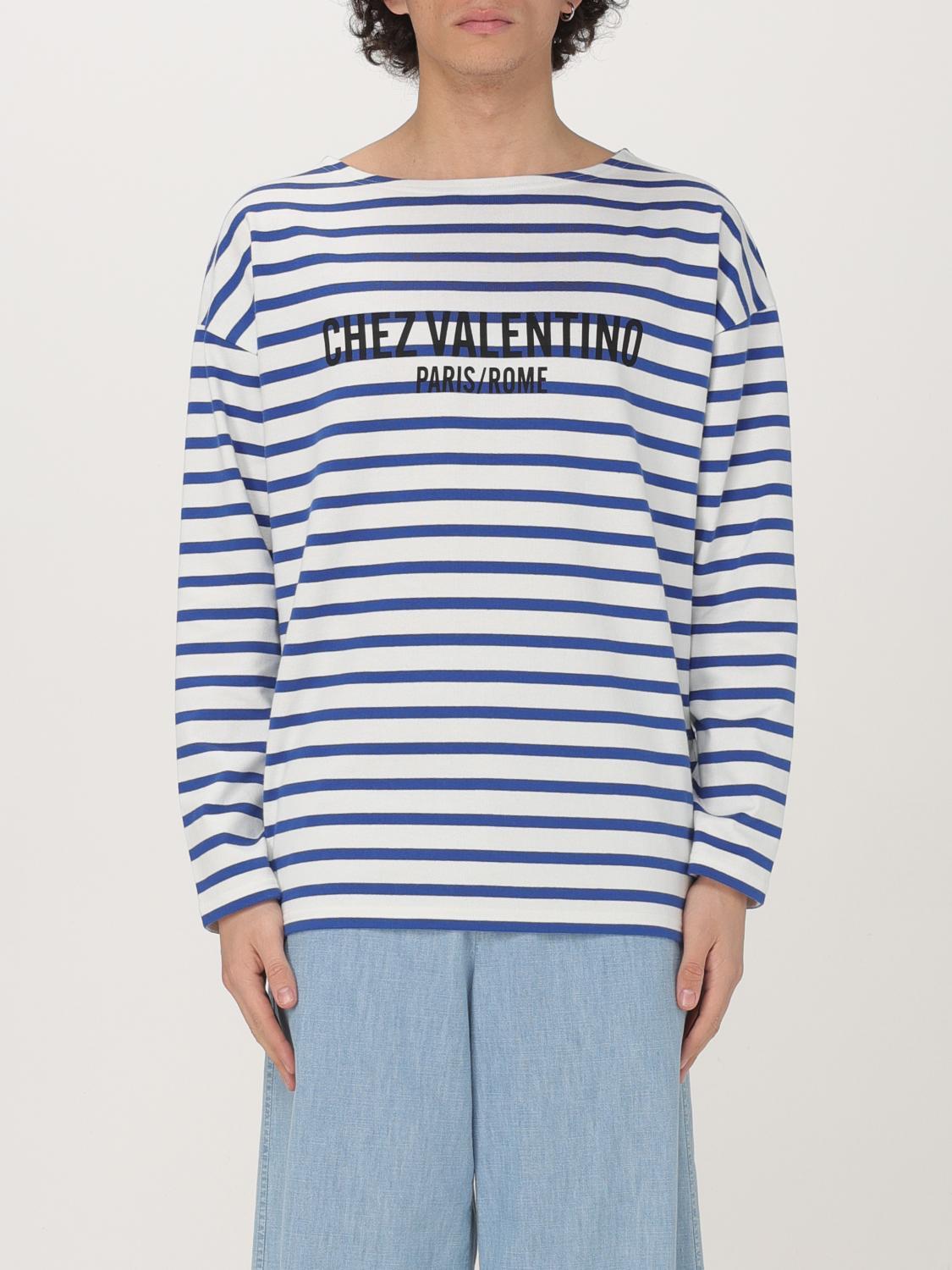 VALENTINO Garavani Men Embroidered Cotton T-shirt In Stripped Product Image