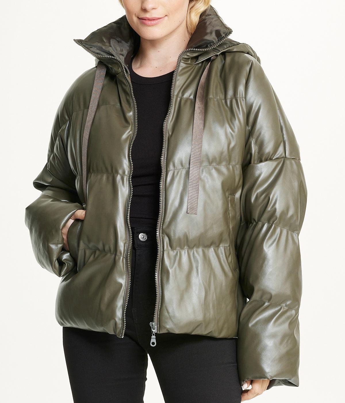 Vegan Leather Puffer Coat Product Image