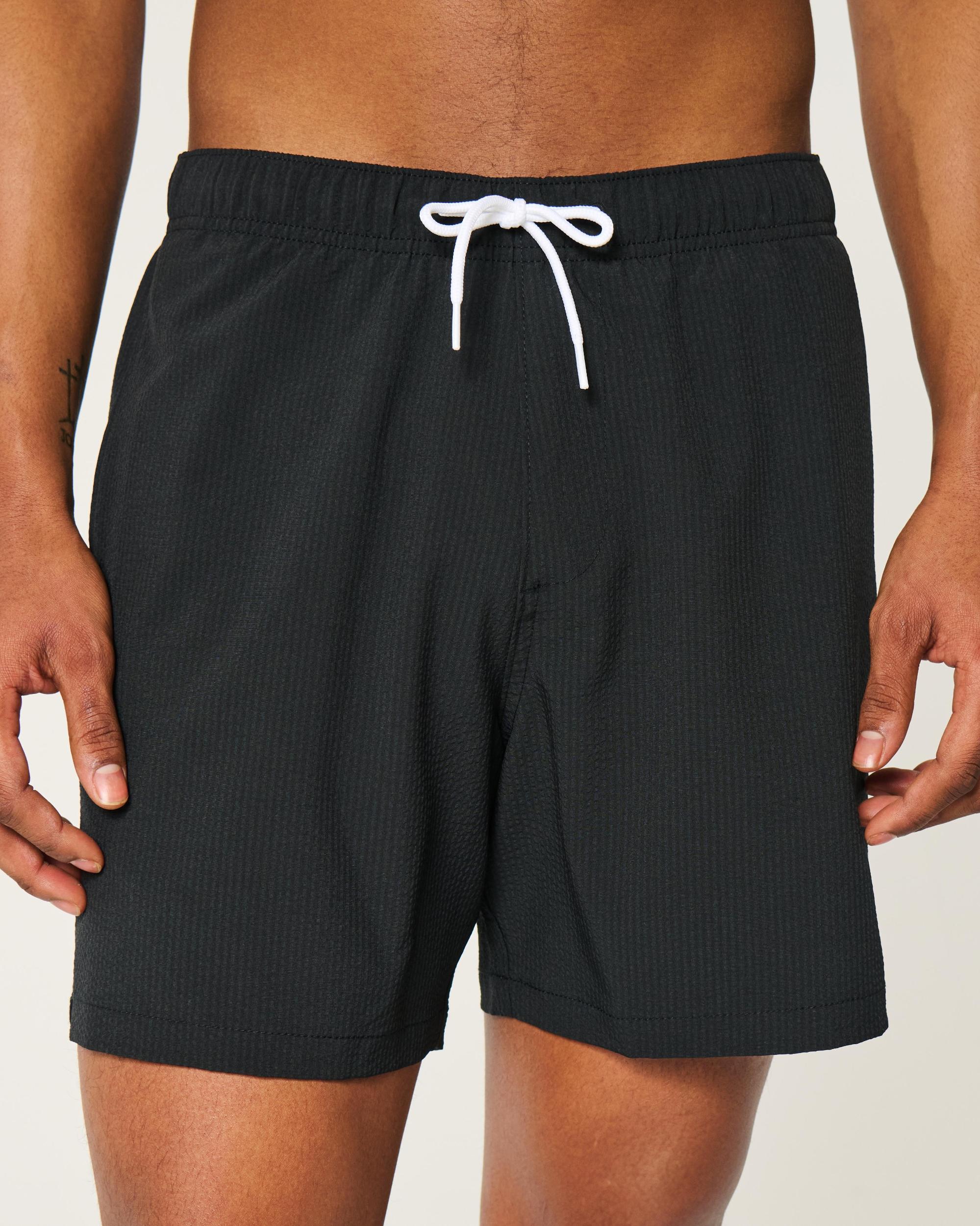Mid-Thigh Seersucker Volley Swim Trunks Product Image