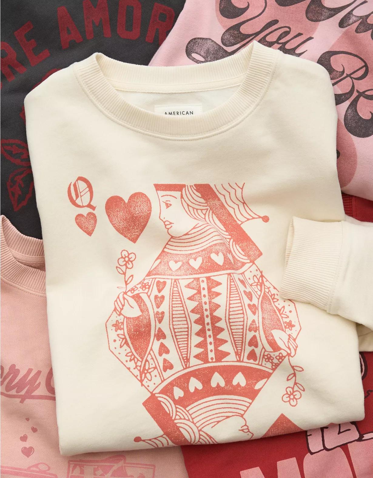 AE Valentine's Day Graphic Relaxed Crew Neck Sweatshirt Product Image