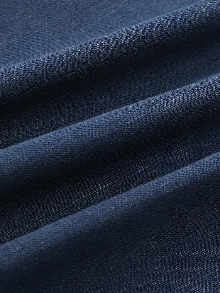 Single-Breasted Lapel Women Midi Denim Dress With Belt Product Image