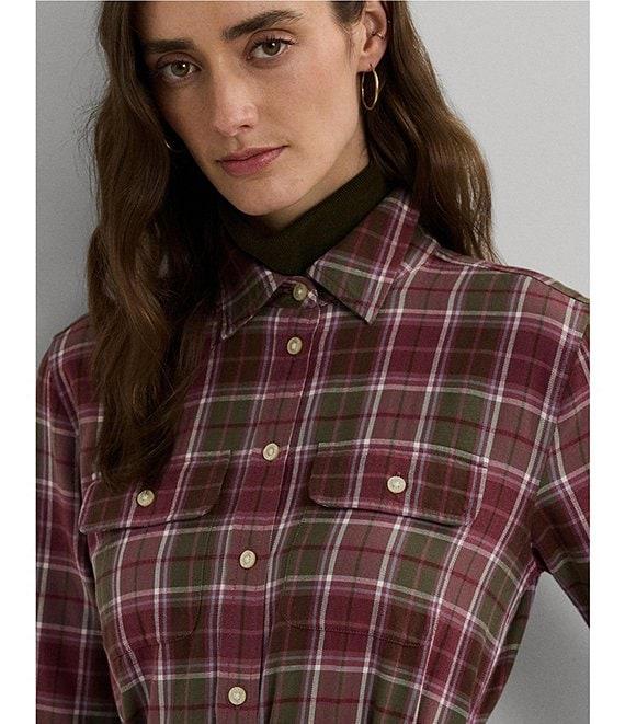 Lauren Ralph Lauren Checked Plaid Patch Pocket Belted Shirt Dress Product Image