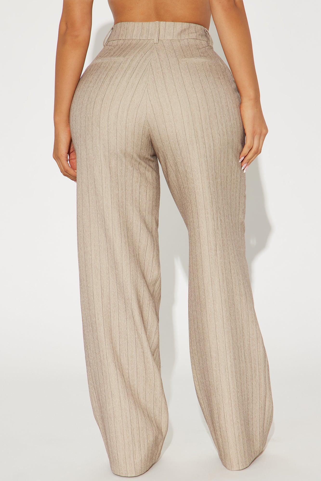 Office Meeting Pinstripe Trouser - Tan Product Image