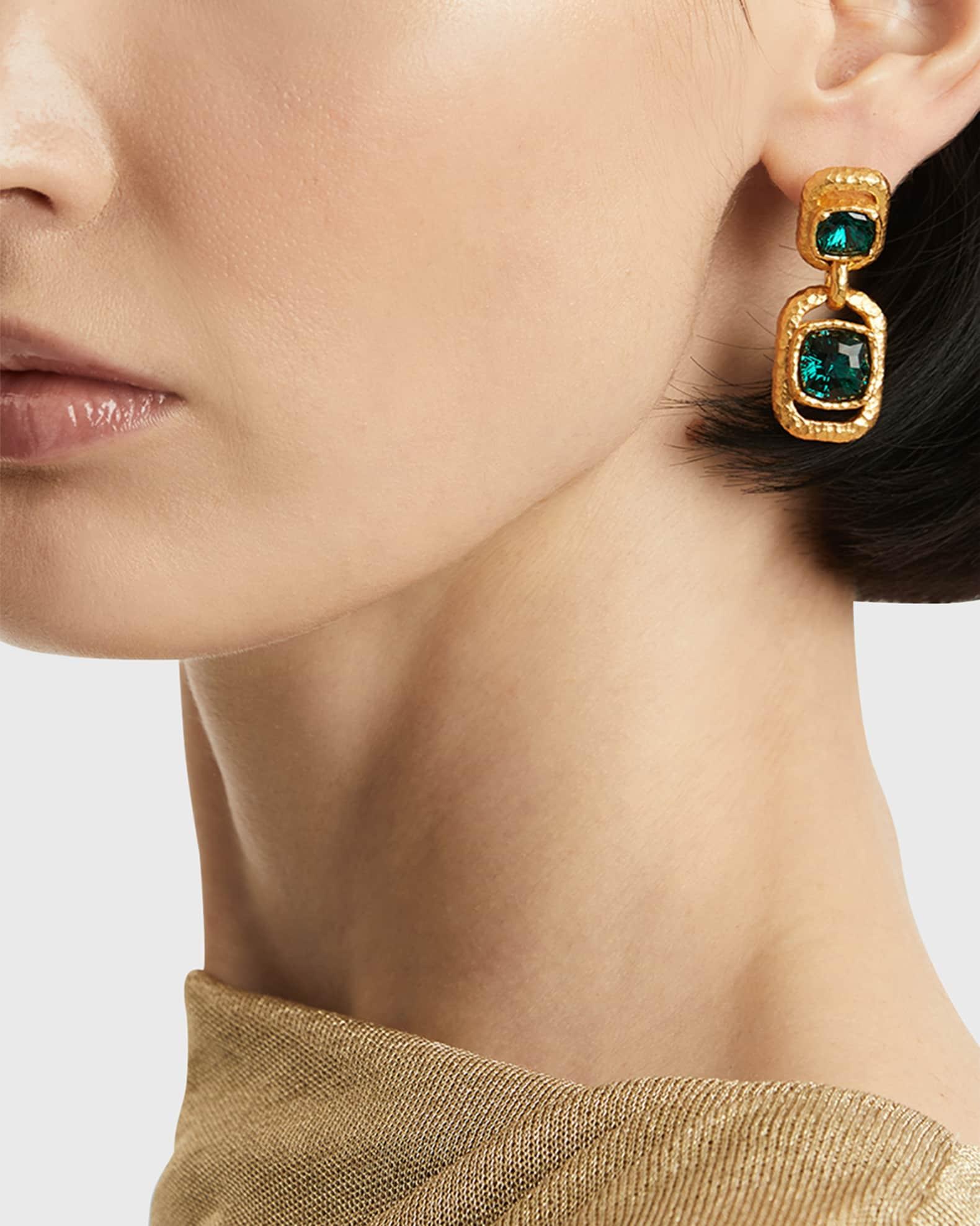 Rectangle Crystal Double Drop Earrings Product Image