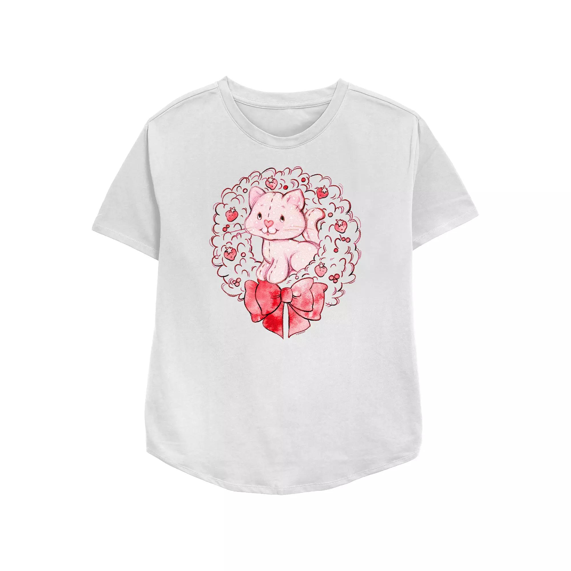 Women's Strawberry Shortcake Custard Wreath Relaxed Fit Graphic Tee,  Product Image