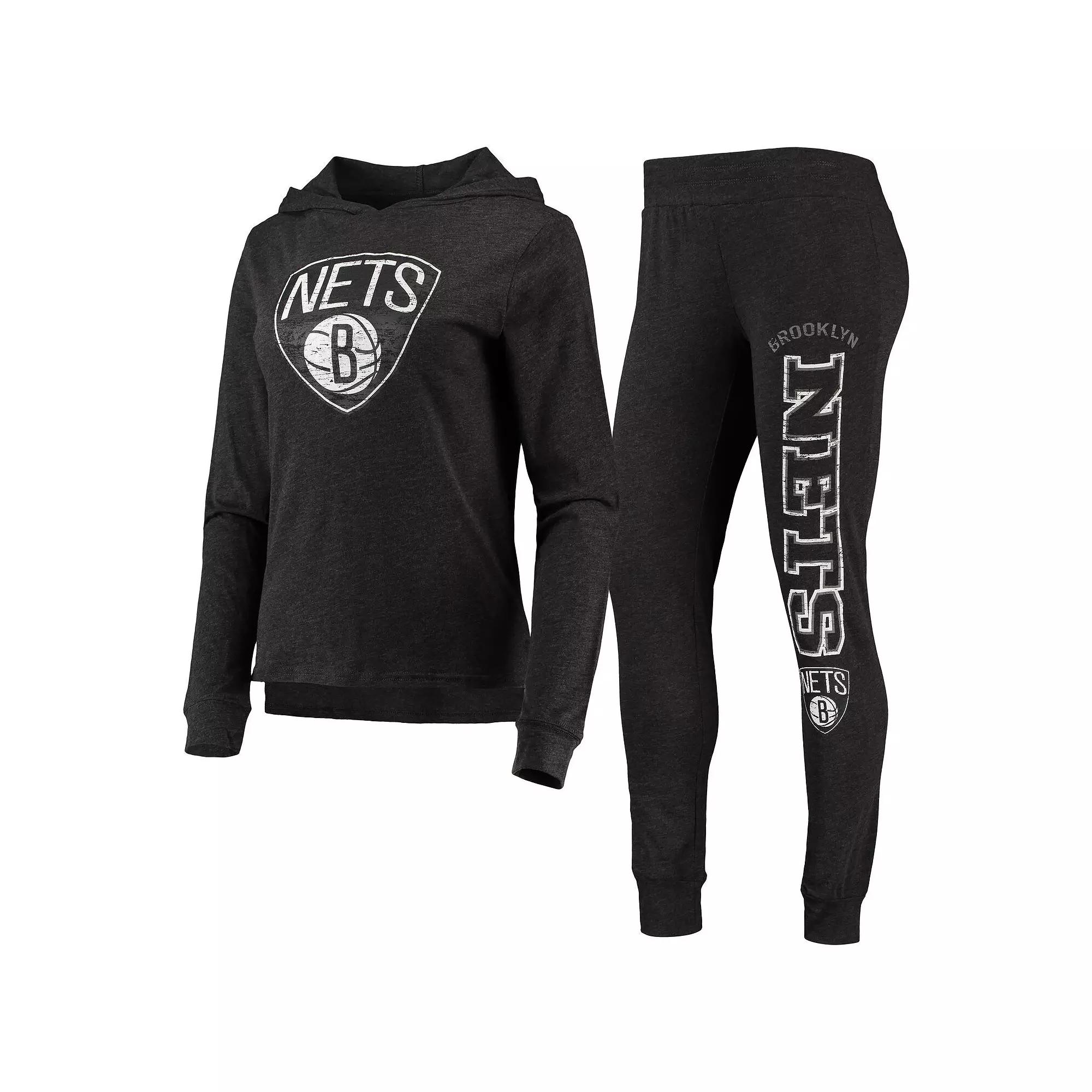 Women's Concepts Sport Black Brooklyn Nets Hoodie & Pants Sleep Set,  Product Image