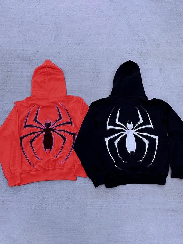 Punk Spider Print Oversized Hoodie Product Image