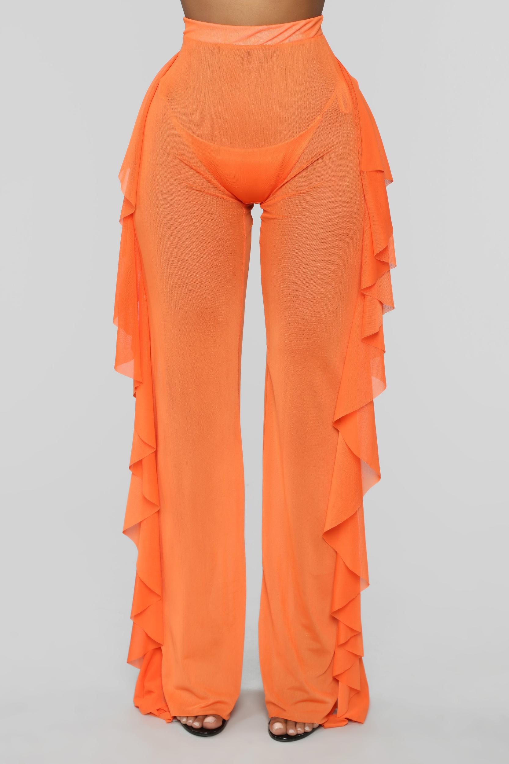 Sunshine See Through Cover Up Pant - Orange Product Image