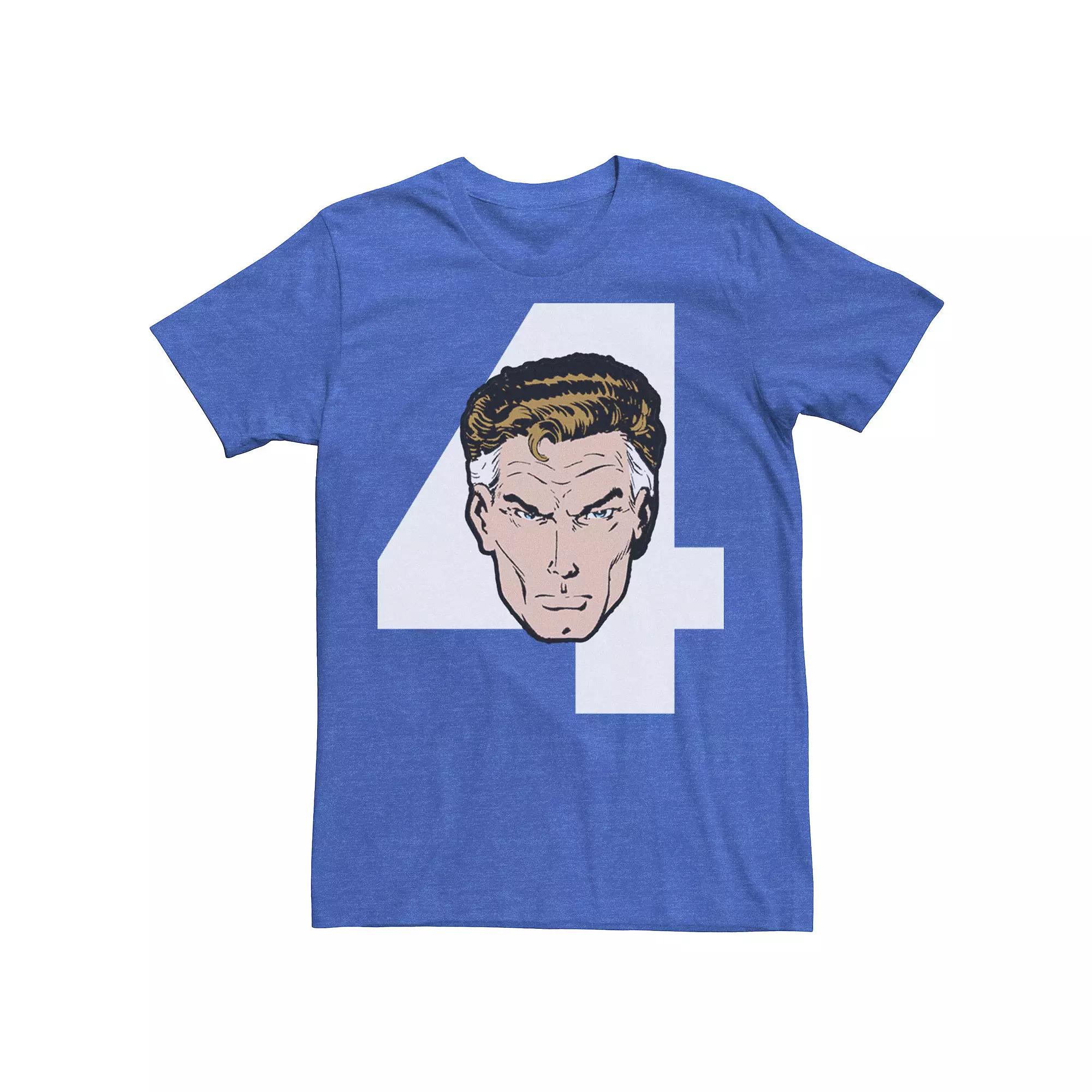 Men's Marvel Fantastic Four Mr. Fantastic Numeral Portrait Tee, Size: Small, Royal Grey Product Image