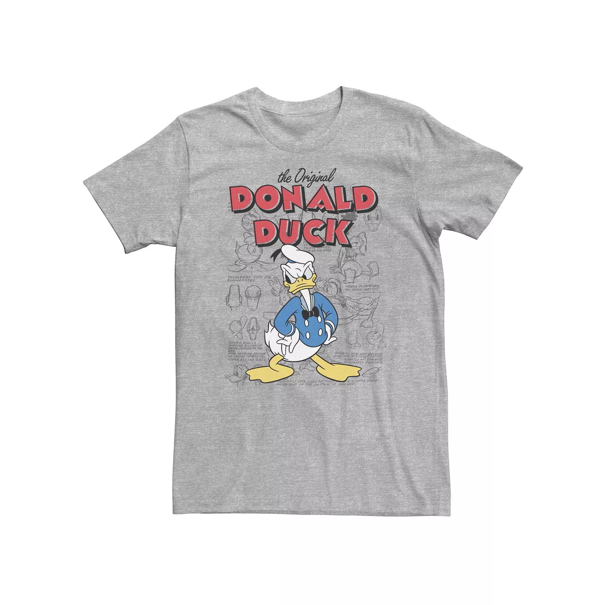 Big & Tall Disney Donald Duck Original Donald How To Draw Background Tee, Men's,  Product Image