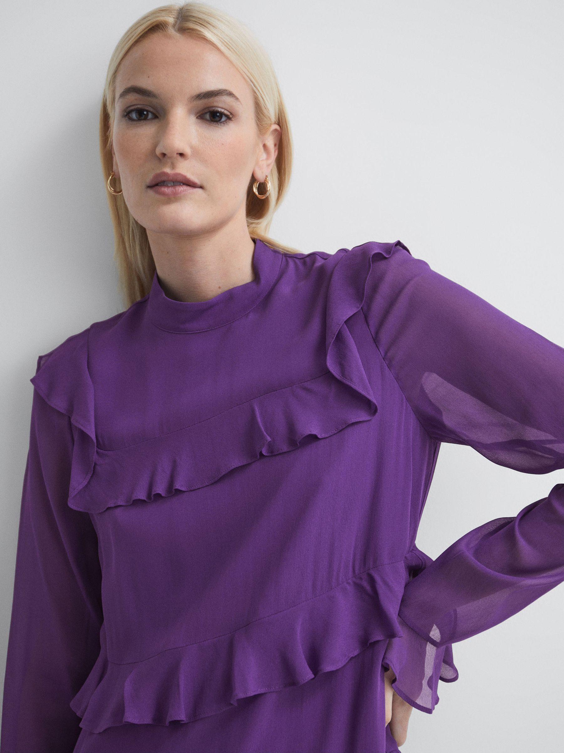 Florere Tiered Mini Dress in Dark Purple Product Image