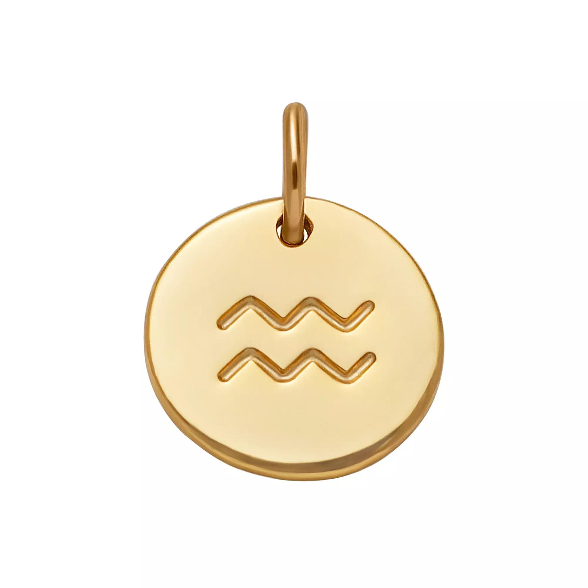 PRIMROSE 18k Gold Over Silver Etched Zodiac Disc Charm, Women's, Gold Tone Libra Product Image