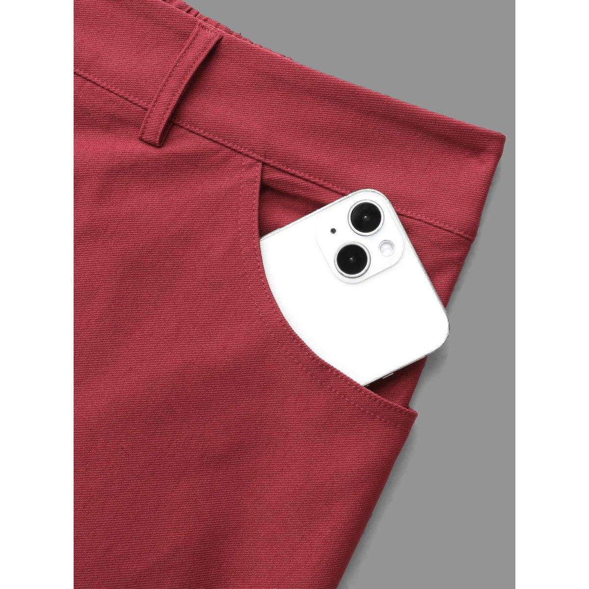 Plus Size Holiday Stretchy Flared Pants Women Scarlet Formal Bootcut Mid Rise Party Pants BloomChic 22-24/3X Product Image