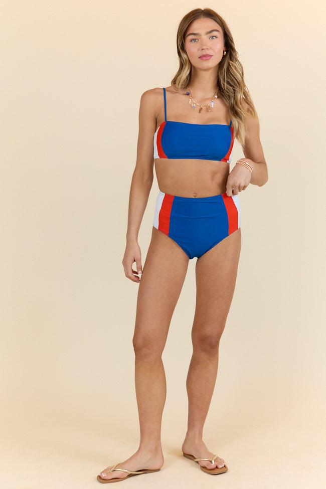 Rock The Boat Red and Blue Colorblock Bikini Top FINAL SALE Product Image