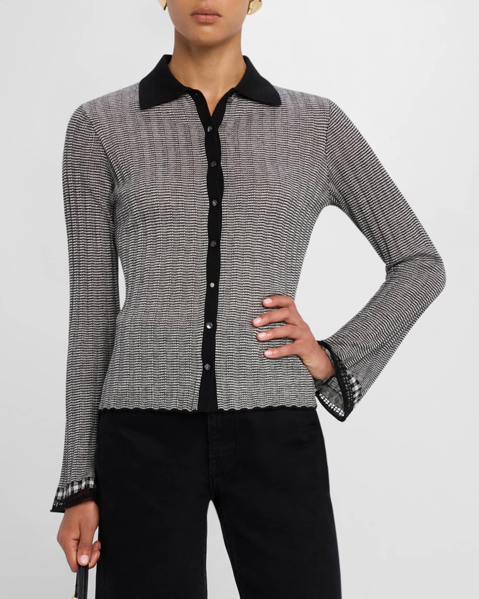 Fine Stripe Silk-Linen Cardigan Product Image