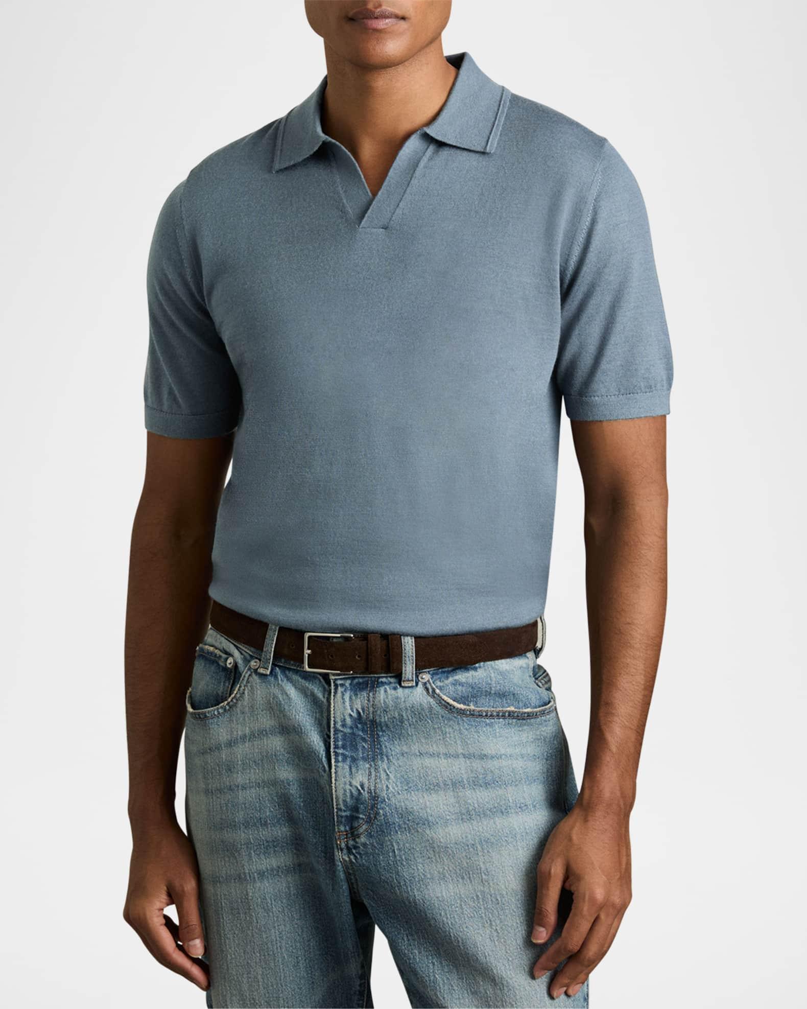 Men's Duchie Merino Wool Open Collar Polo Shirt Product Image