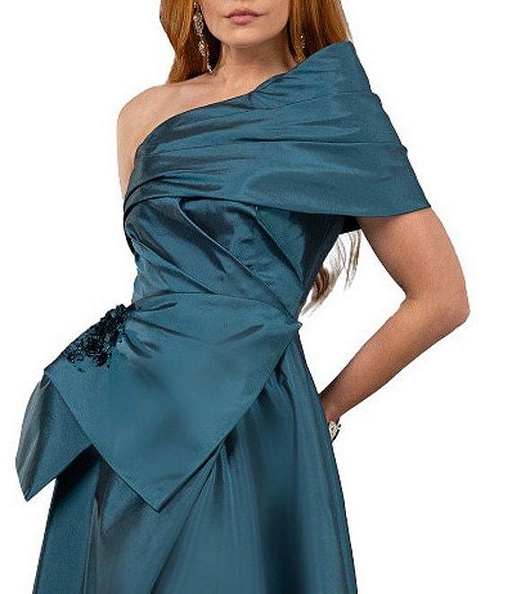 Terani Couture One Shoulder Taffeta Draped Gown Product Image