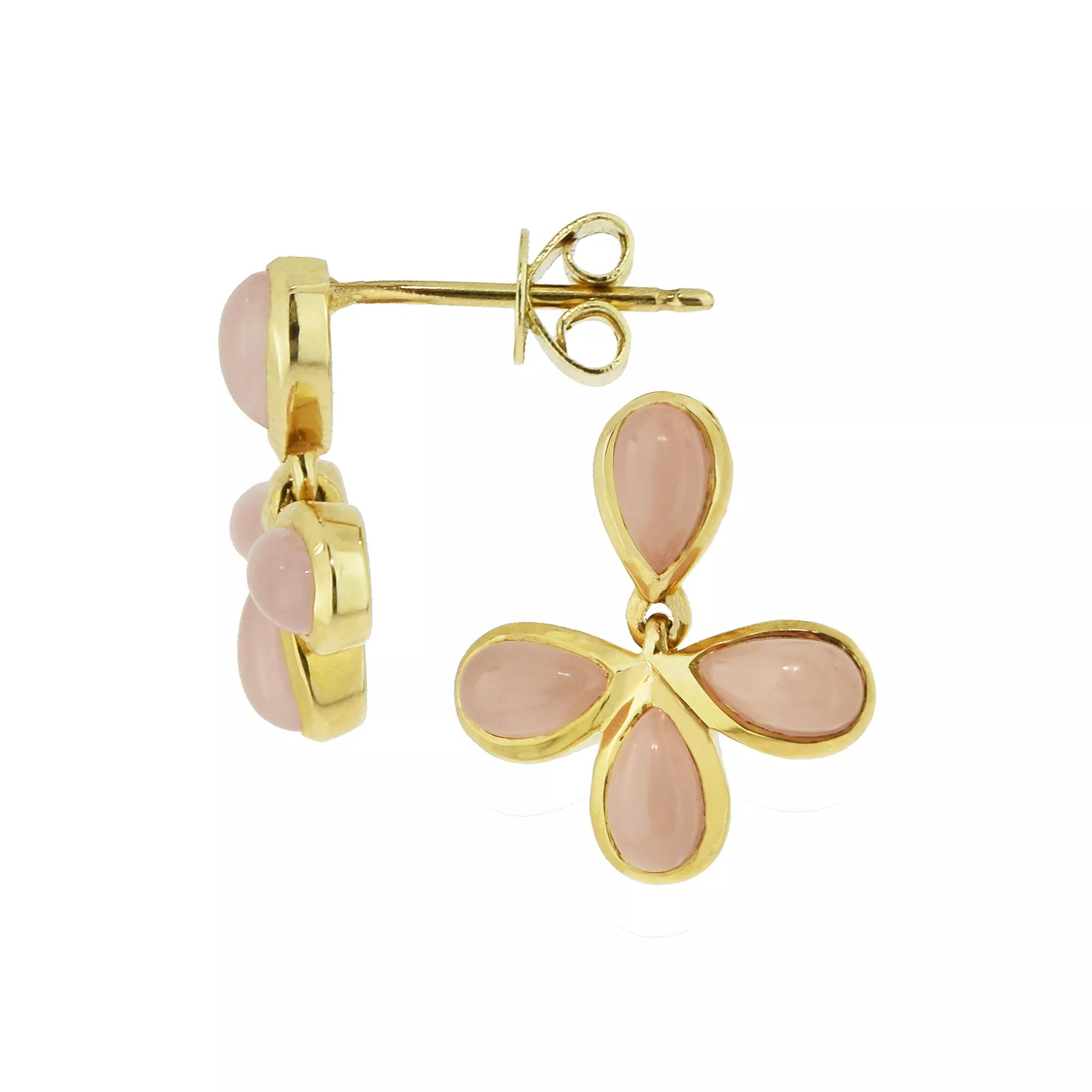 Jewelmak 14K Gold Guava Quartz Flower Post Earrings, Women's Product Image