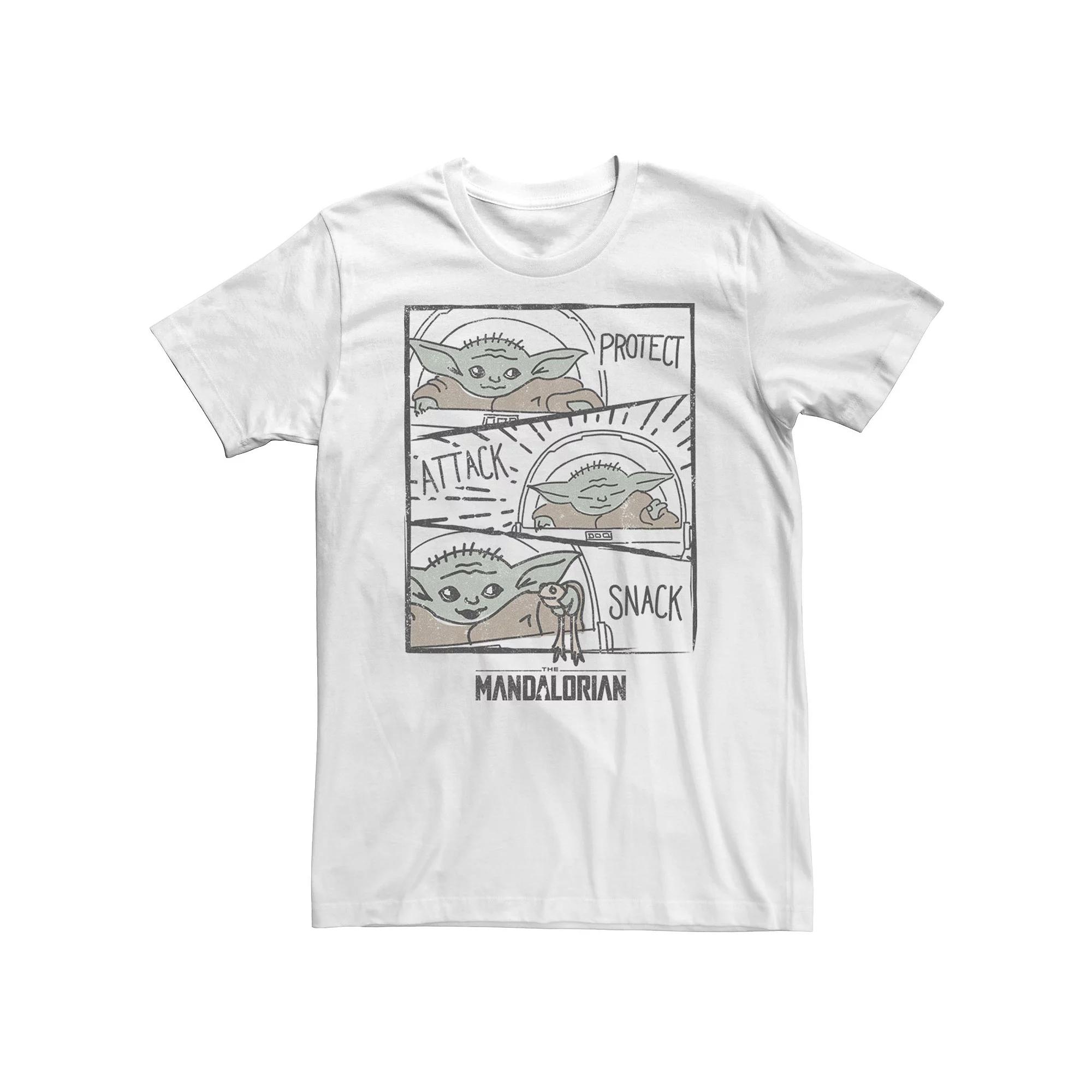 Big & Tall Star Wars The Mandalorian The Child Protect Attack Snack Tee, Men's, Size: XXL Tall, White Product Image