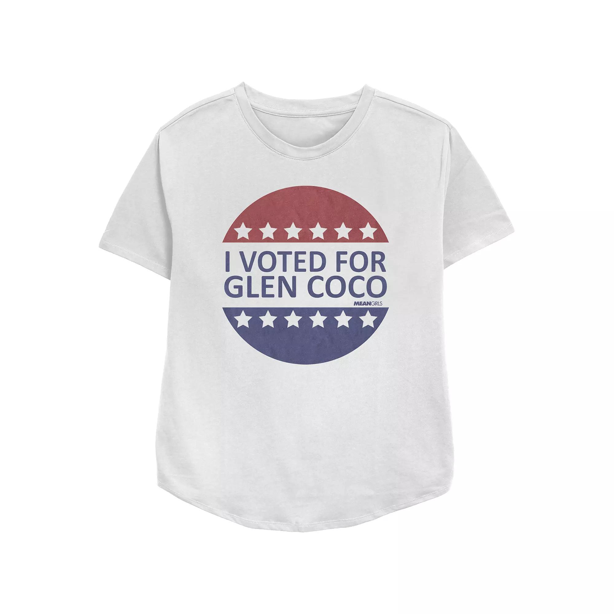 Women's Mean Girls I Voted For Glen Coco Badge Relaxed Fit Graphic Tee, Girl's,  Product Image