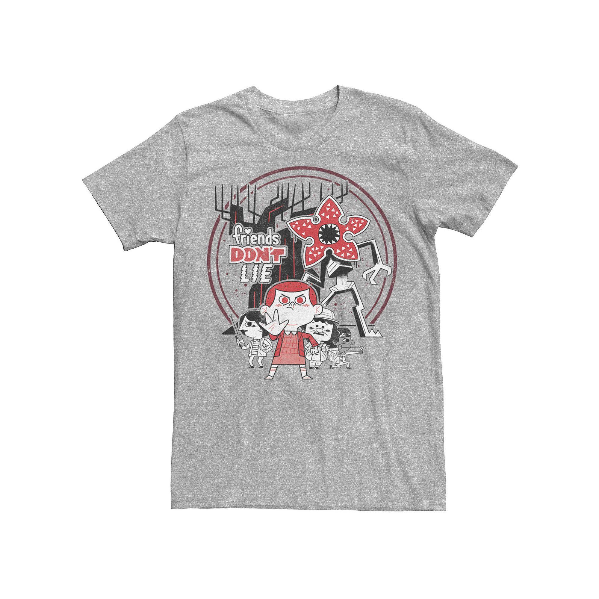 Men's Stranger Things Day Friends Don't Lie Chibi Group Shot Tee,  Product Image