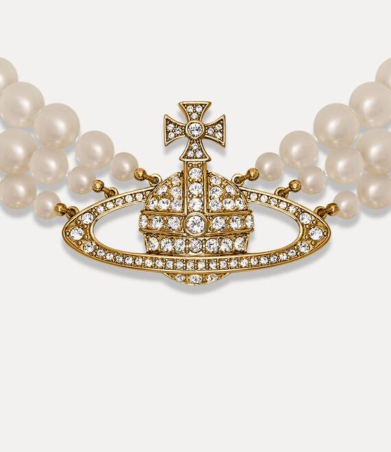Three Row Pearl Bas Relief Choker Product Image