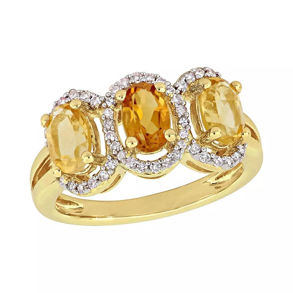Stella Grace Citrine & 1/5 Carat T.W. Diamond Halo Ring, Women's, Gold Tone Product Image