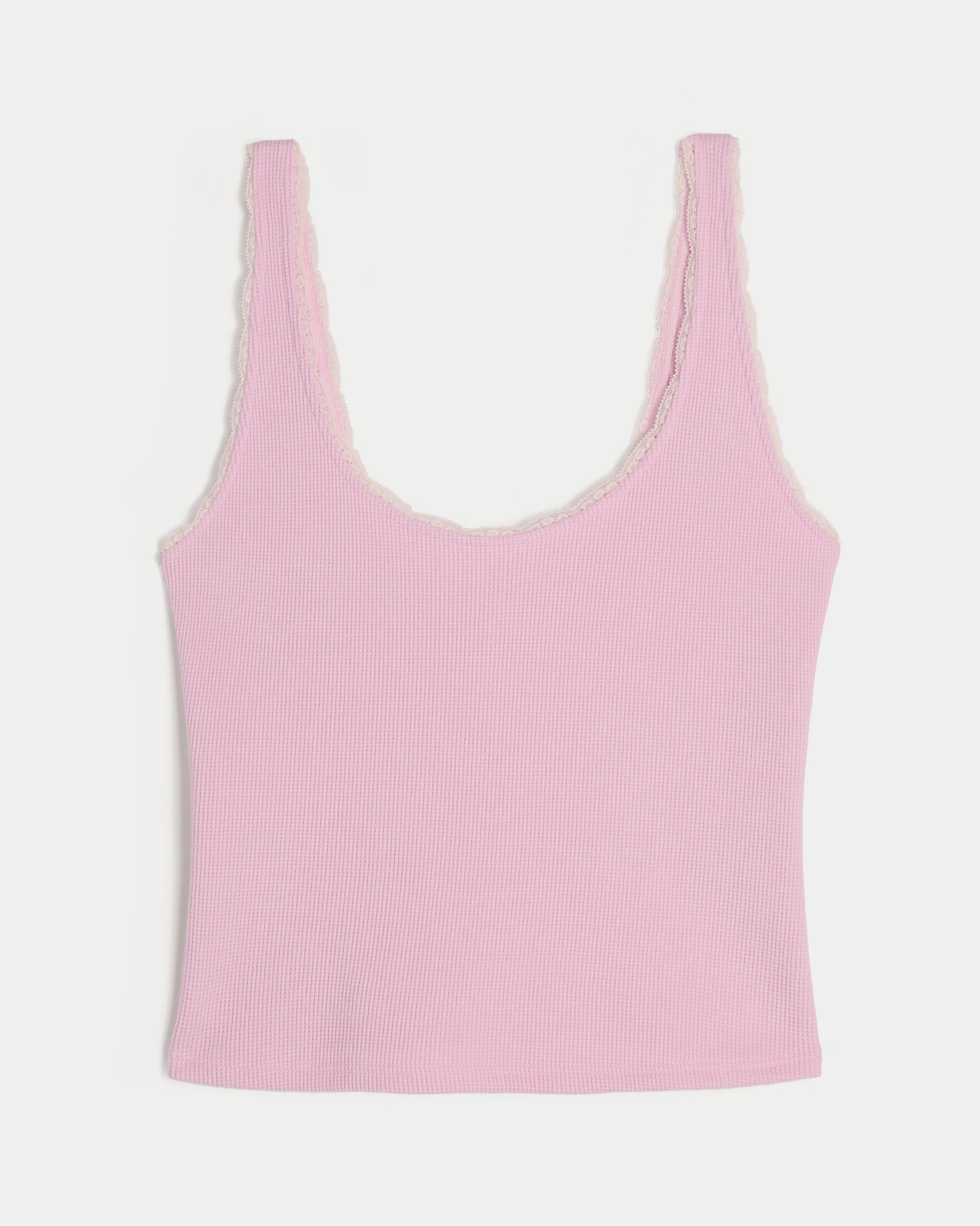 Gilly Hicks Cozy Waffle Lace Trim Tank Product Image