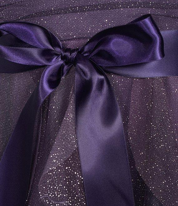 Pear Culture Strapless Glitter Ombre Mesh Ruffled Corkscrew Dress Product Image