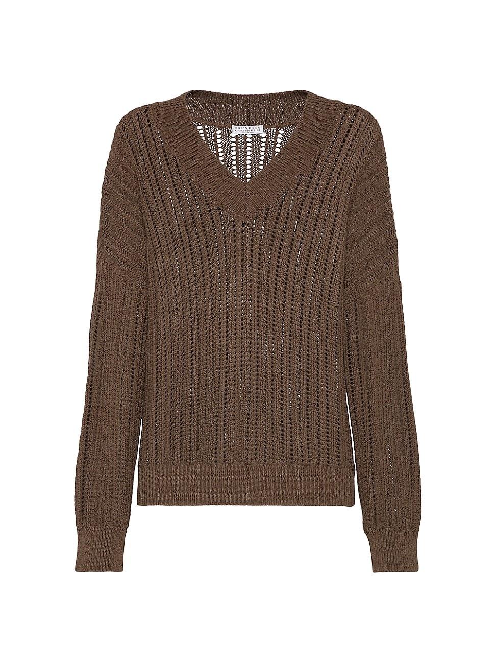 Womens Cotton Openwork Rib Sweater Product Image