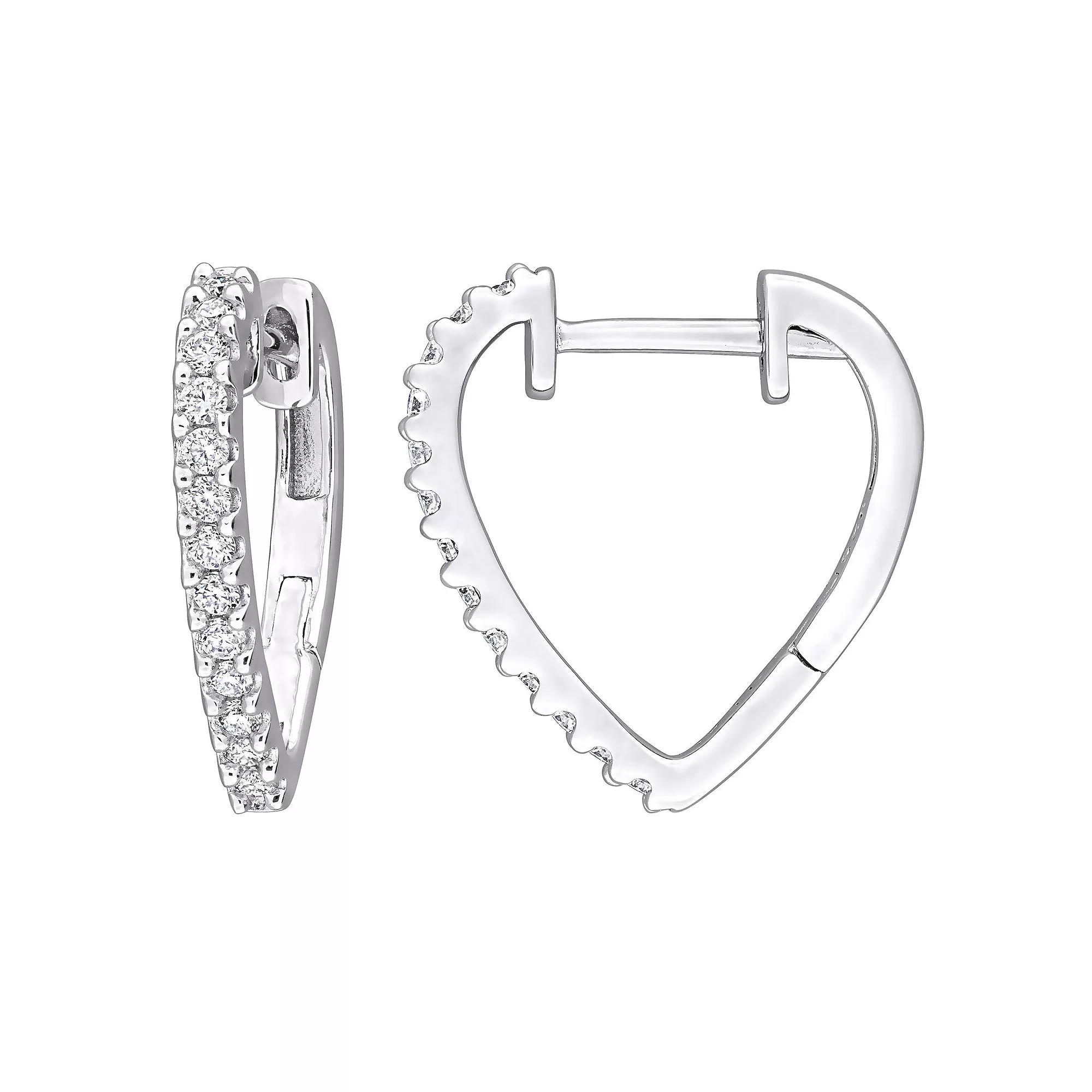 Stella Grace Sterling Silver 1/3 Carat T.W. Lab-Created Moissanite Heart Hoop Earrings, Womens Product Image
