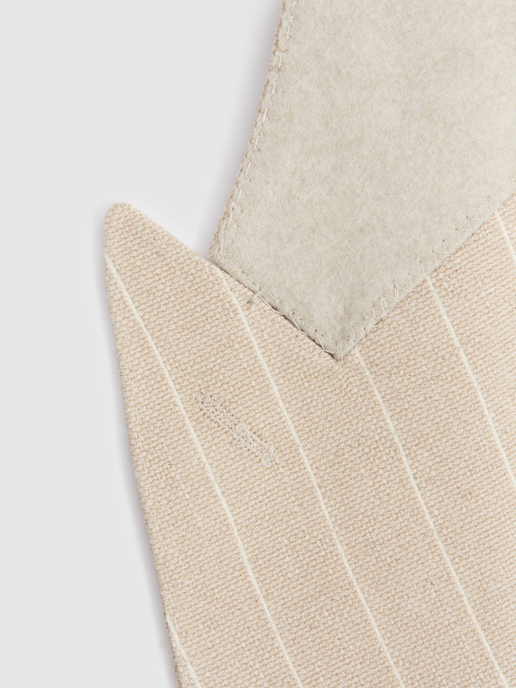 Slim Fit Double Breasted Striped Blazer in Oatmeal Product Image