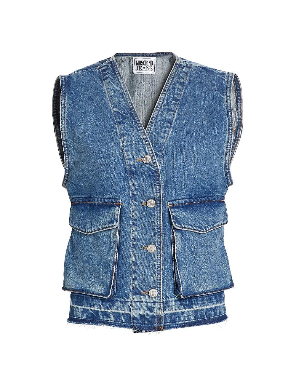 Womens Denim Flap Pocket Waistcoat Product Image