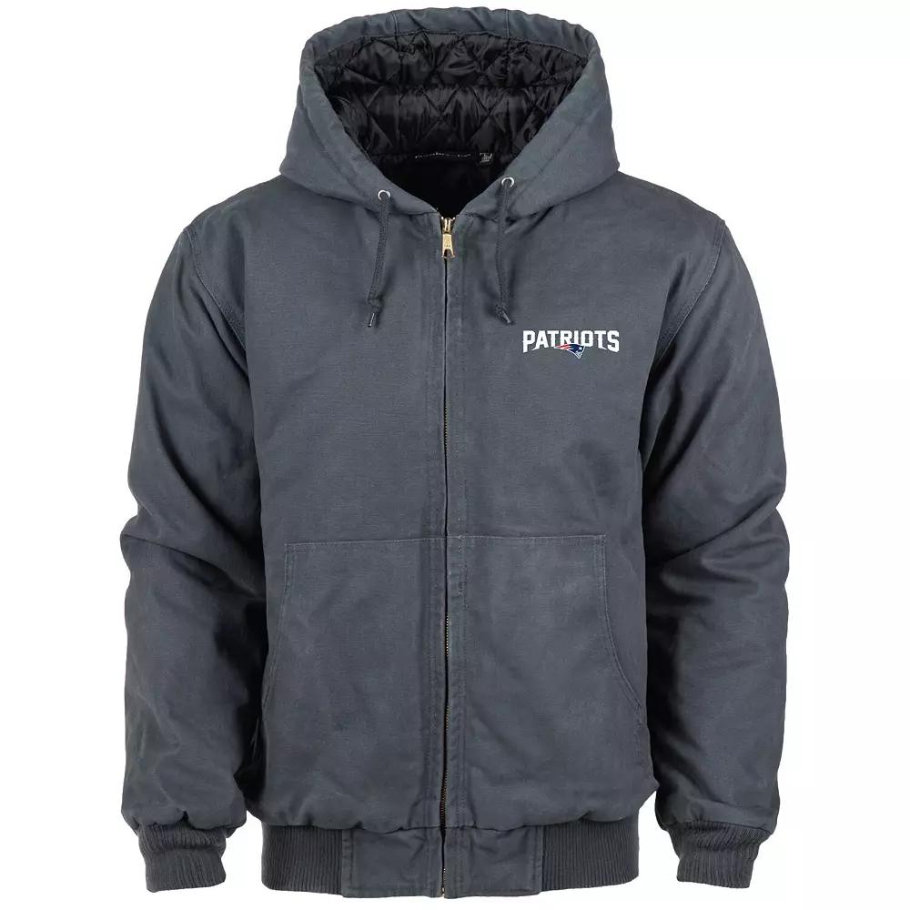 Men's Dunbrooke Charcoal New England Patriots Big & Tall Dakota Canvas Hoodie Full-Zip Jacket,  Product Image