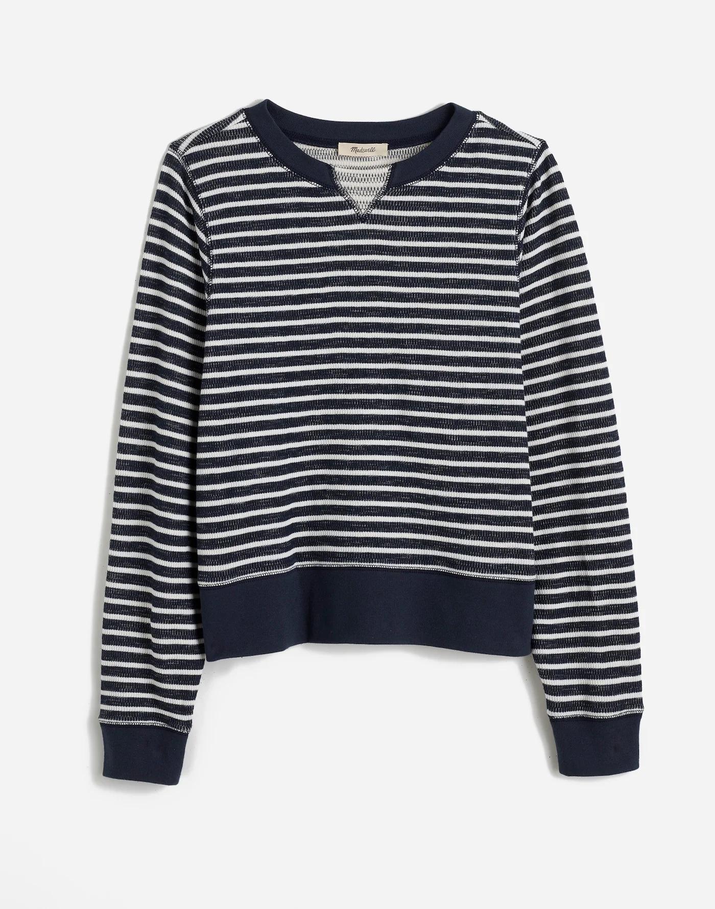 Relaxed Long-Sleeve Crewneck Tee in Stripe Product Image