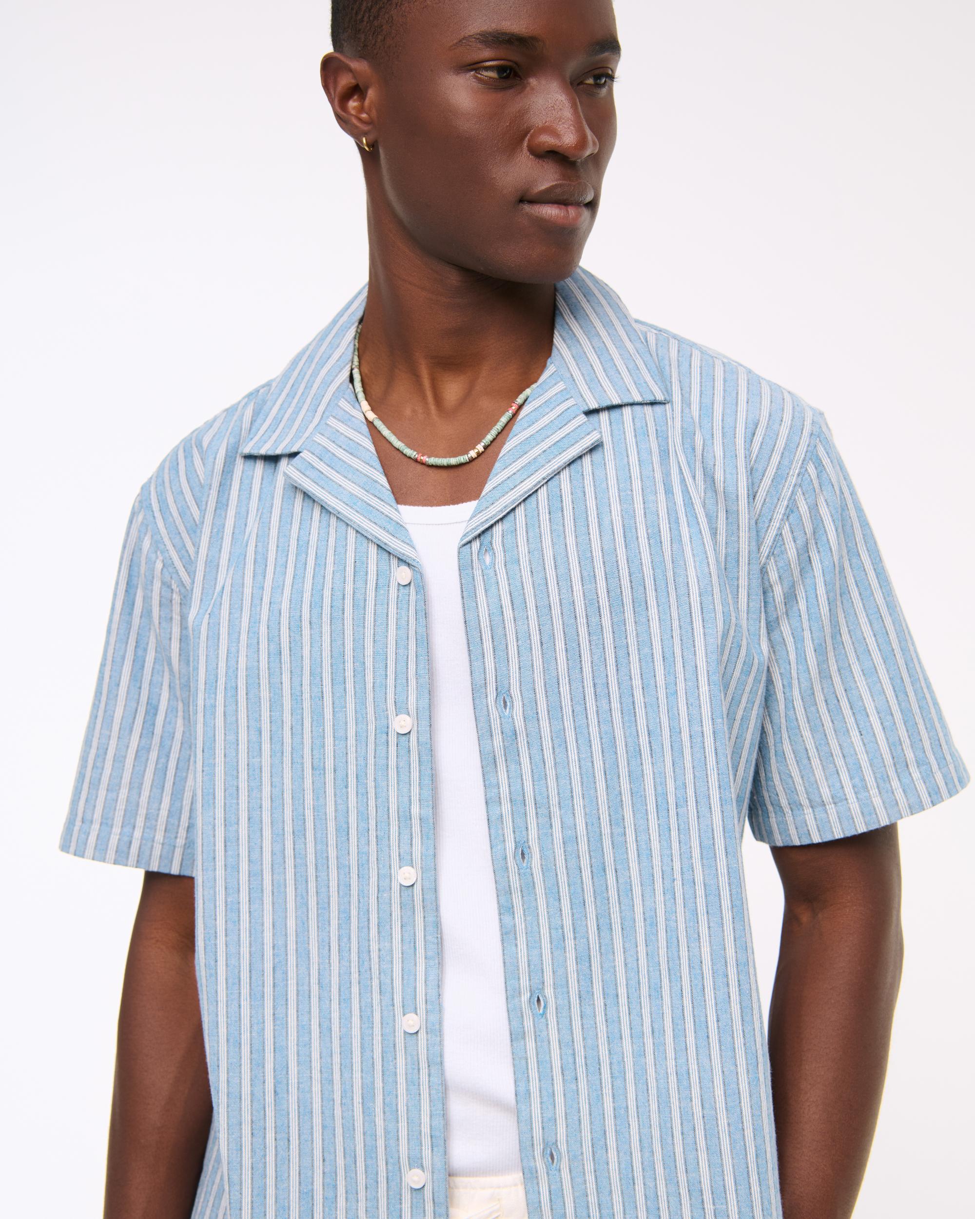 Camp Collar Summer Linen-Blend Shirt Product Image