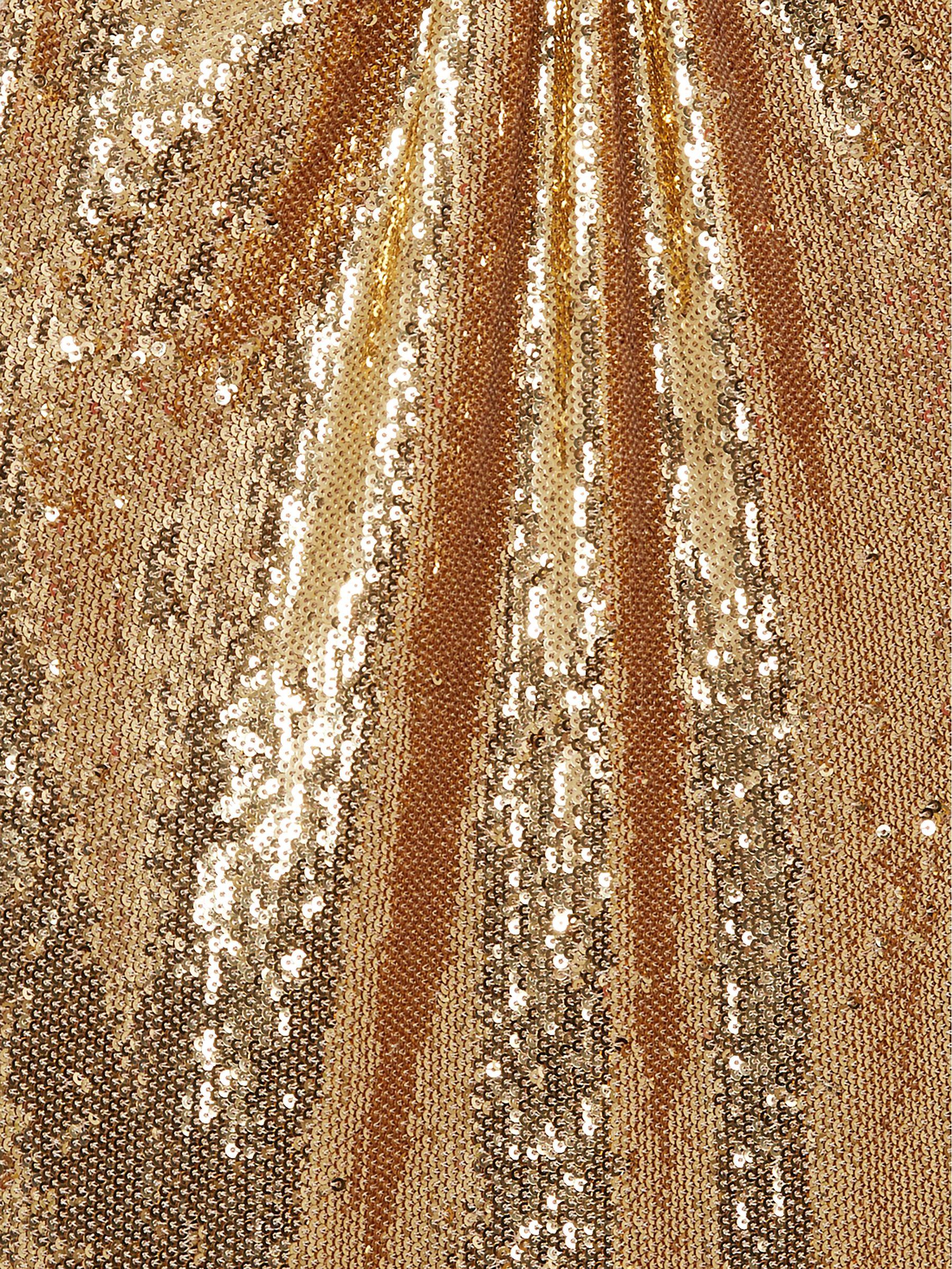 Halston Sequin Halterneck Maxi Dress in Gold Product Image