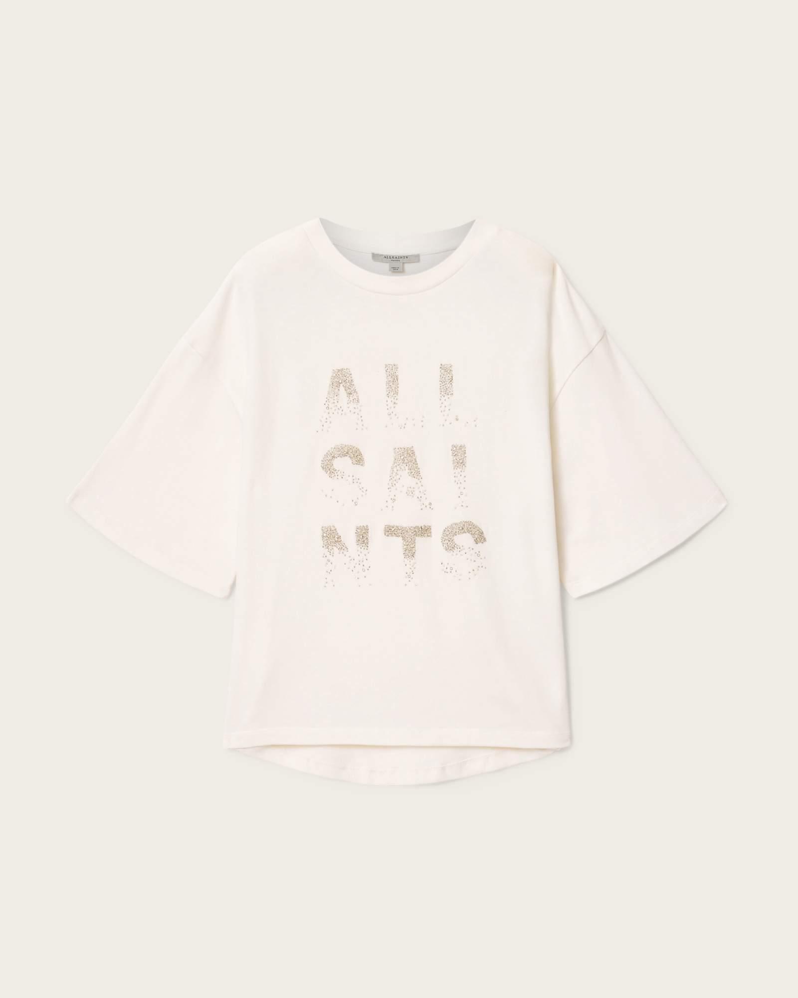 Stacks Amelie Oversized Embellished T-Shirt Optic White | ALLSAINTS US Product Image