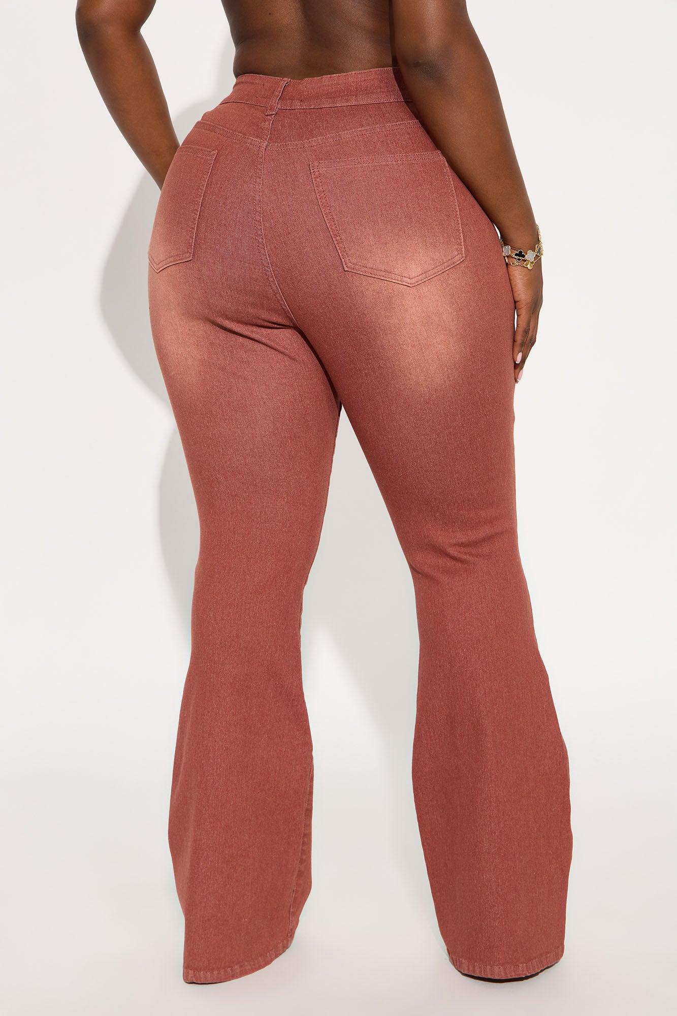 Fatal Attraction Stretch Flare Jeans - Burgundy Female Product Image