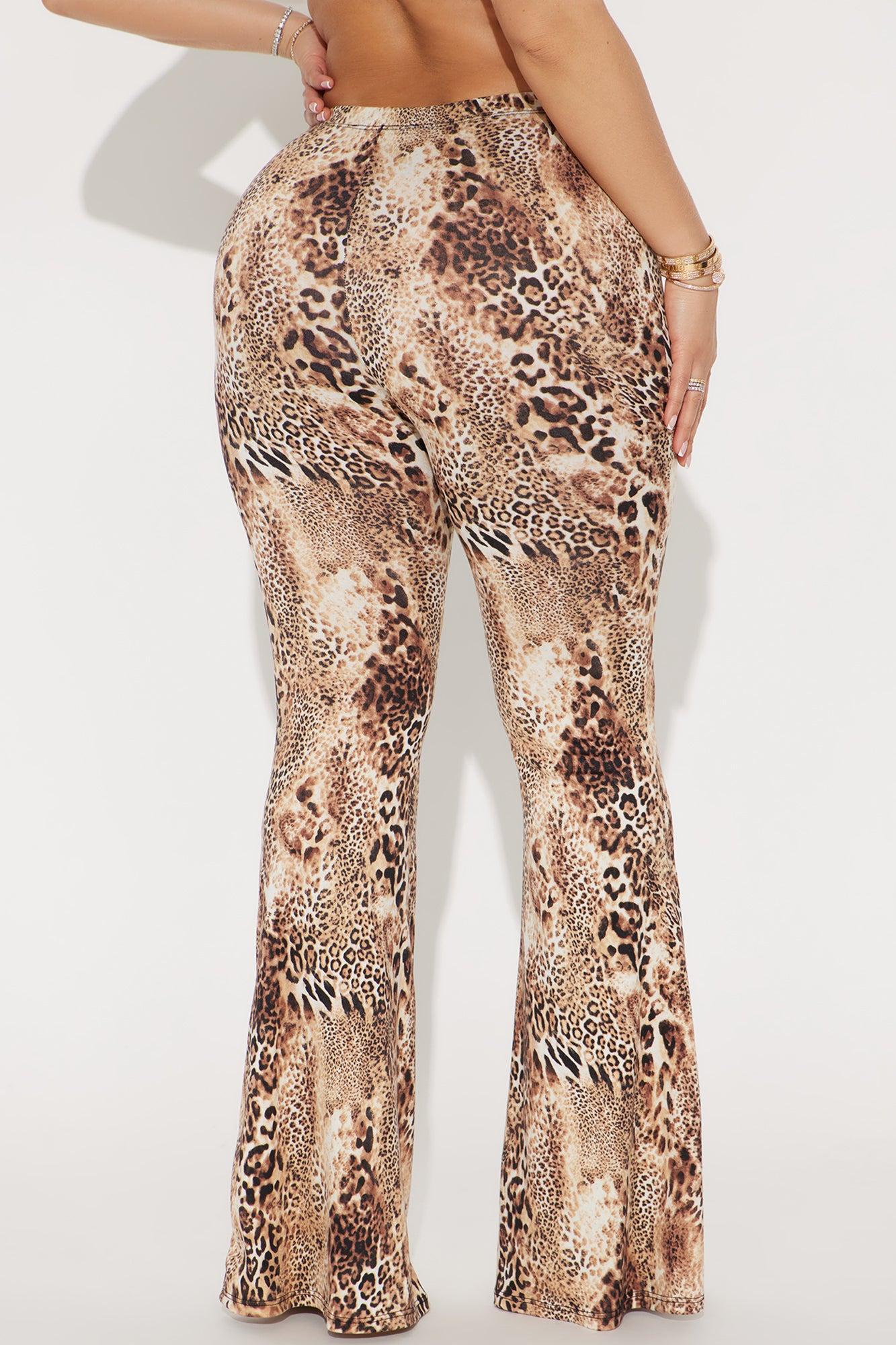 Take It Easy Leopard Flare Pant - Brown/combo Product Image