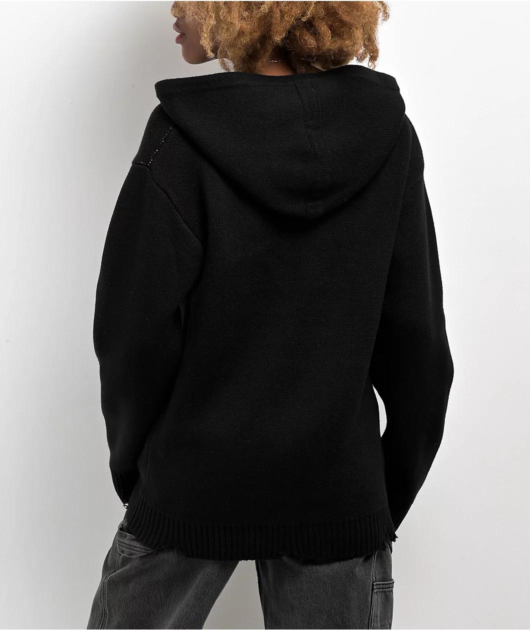 Broken Promises Graveyard Knit Black Hoodie Product Image