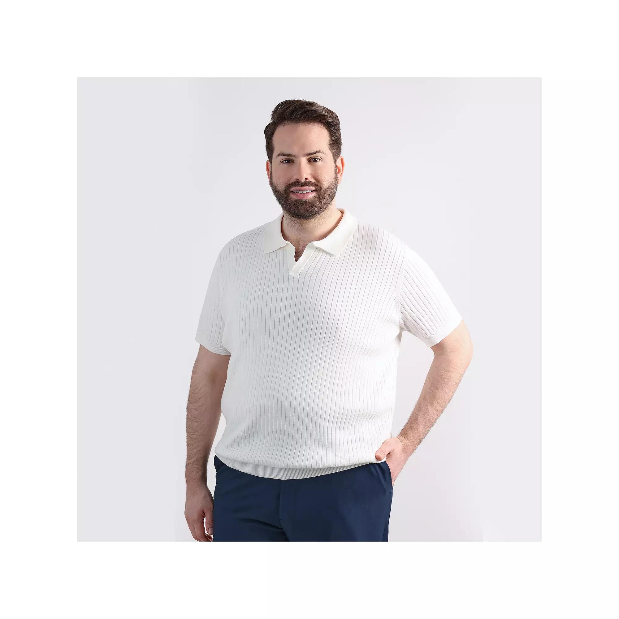 Big & Tall Haggar® Men's Johnny Collar Slim Fit Ribbed Sweater,  Product Image