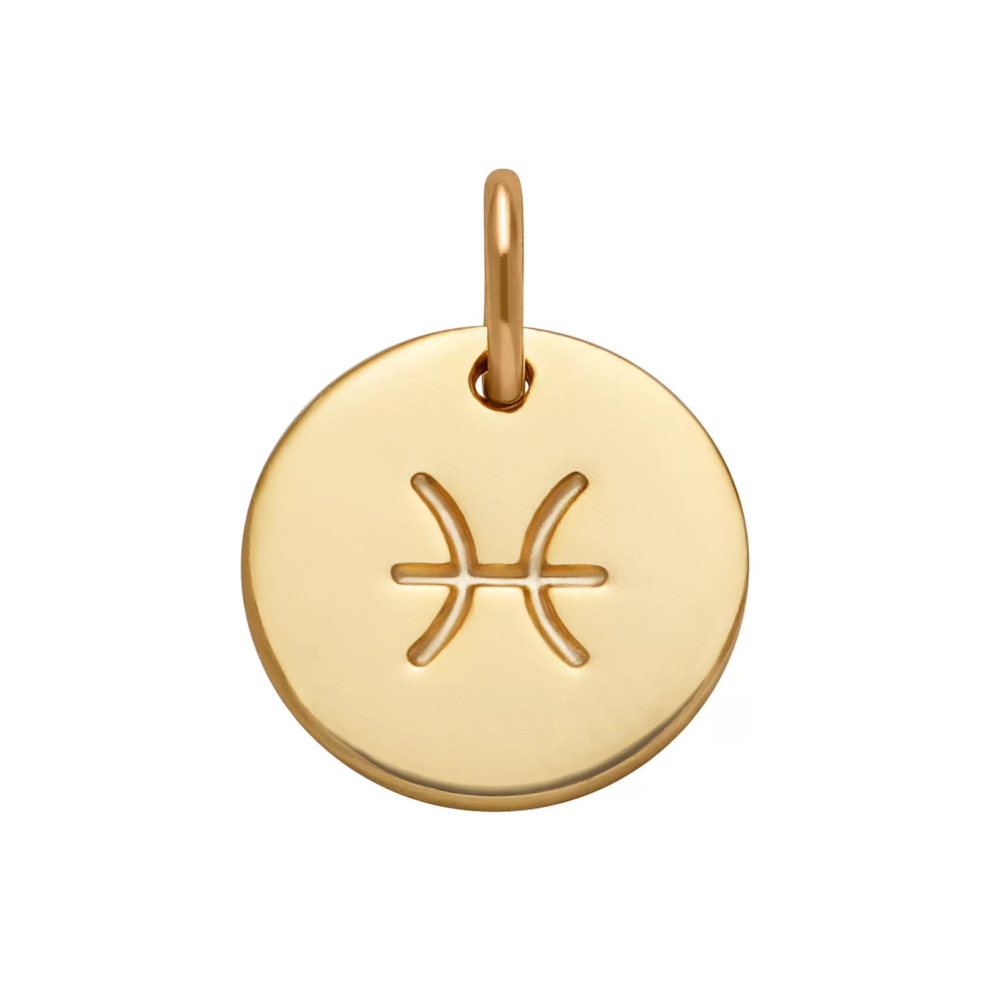 PRIMROSE 18k Gold Over Silver Etched Zodiac Disc Charm, Women's, Gold Tone Libra Product Image