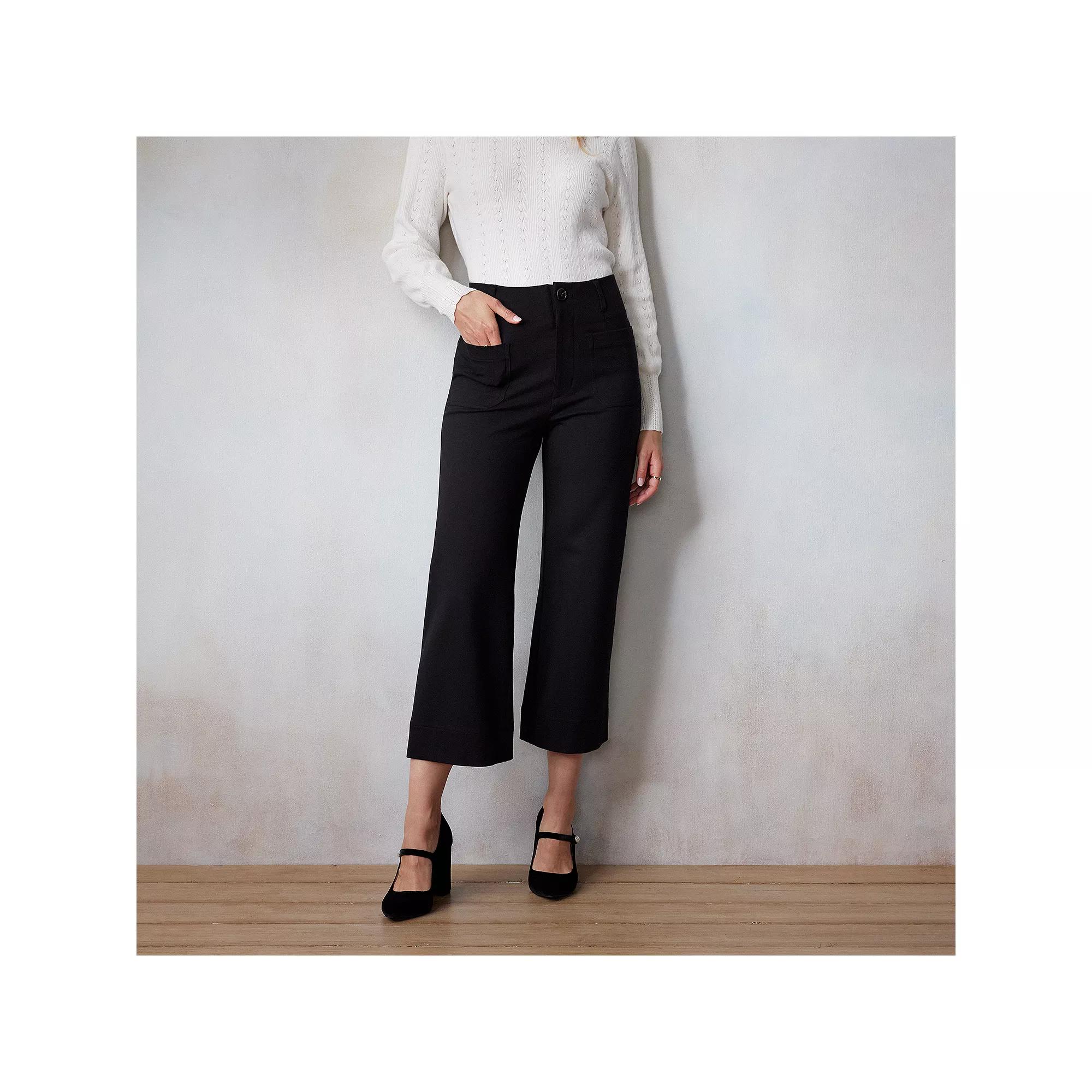 Petite LC Lauren Conrad Super High Rise Wide Leg Cropped Pants, Women's,  Product Image