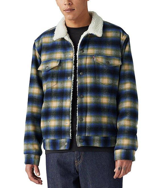 Levi's® Long Sleeve Zephyr Plaid Sherpa Wool Blend Trucker Jacket Product Image