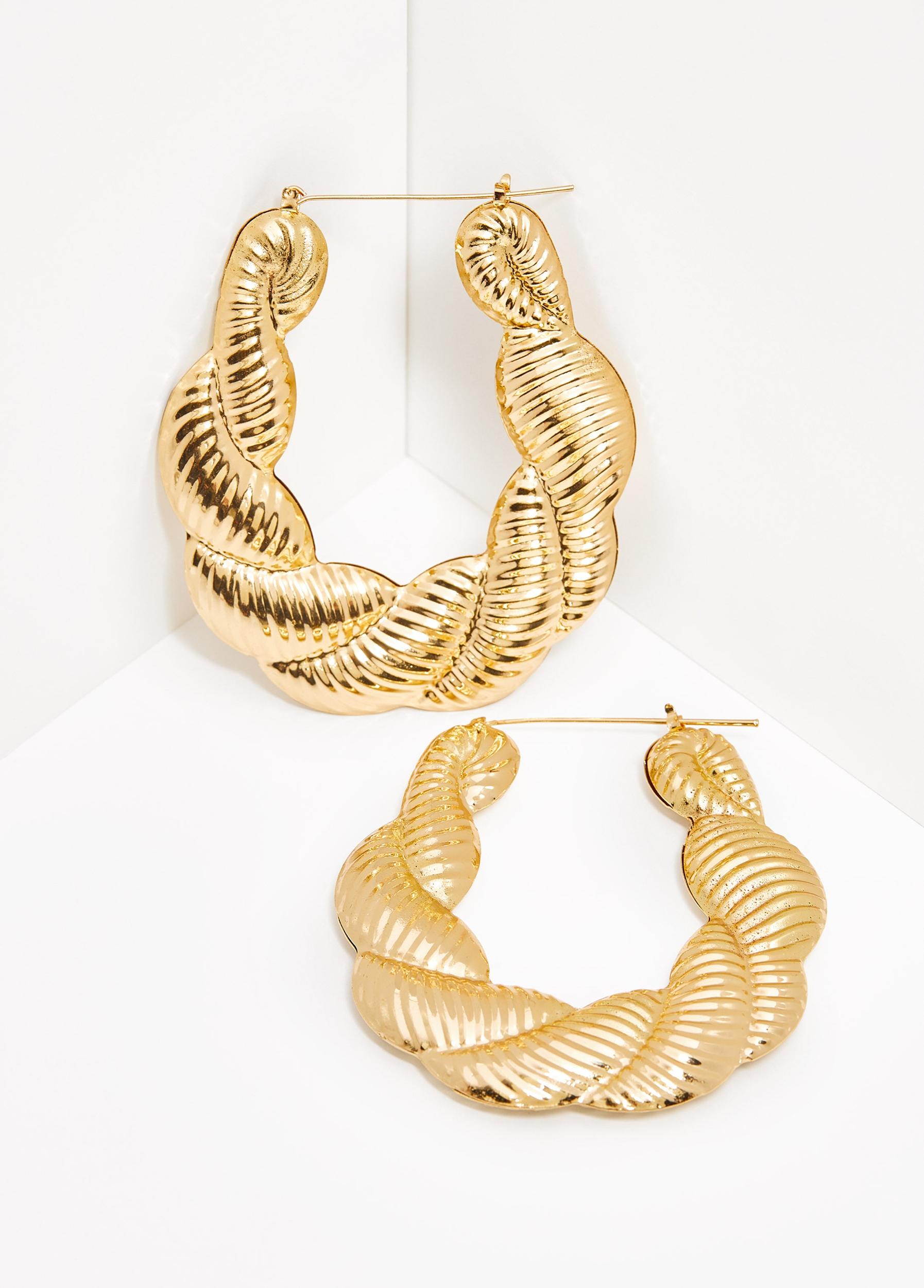 Gold Tone Bamboo Earrings Product Image