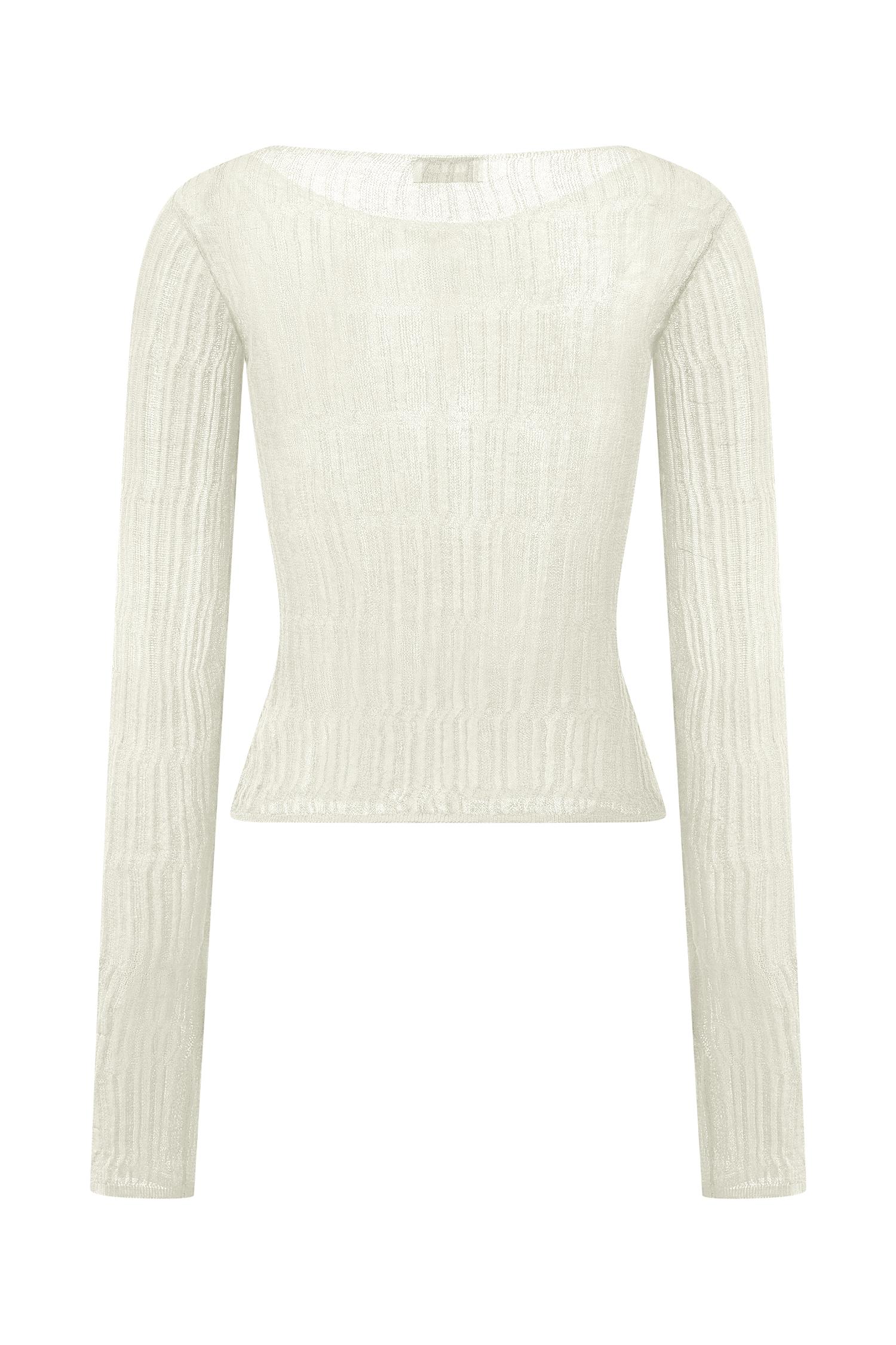 Orianna Orchid Long Sleeve Knit Top - Ivory Product Image