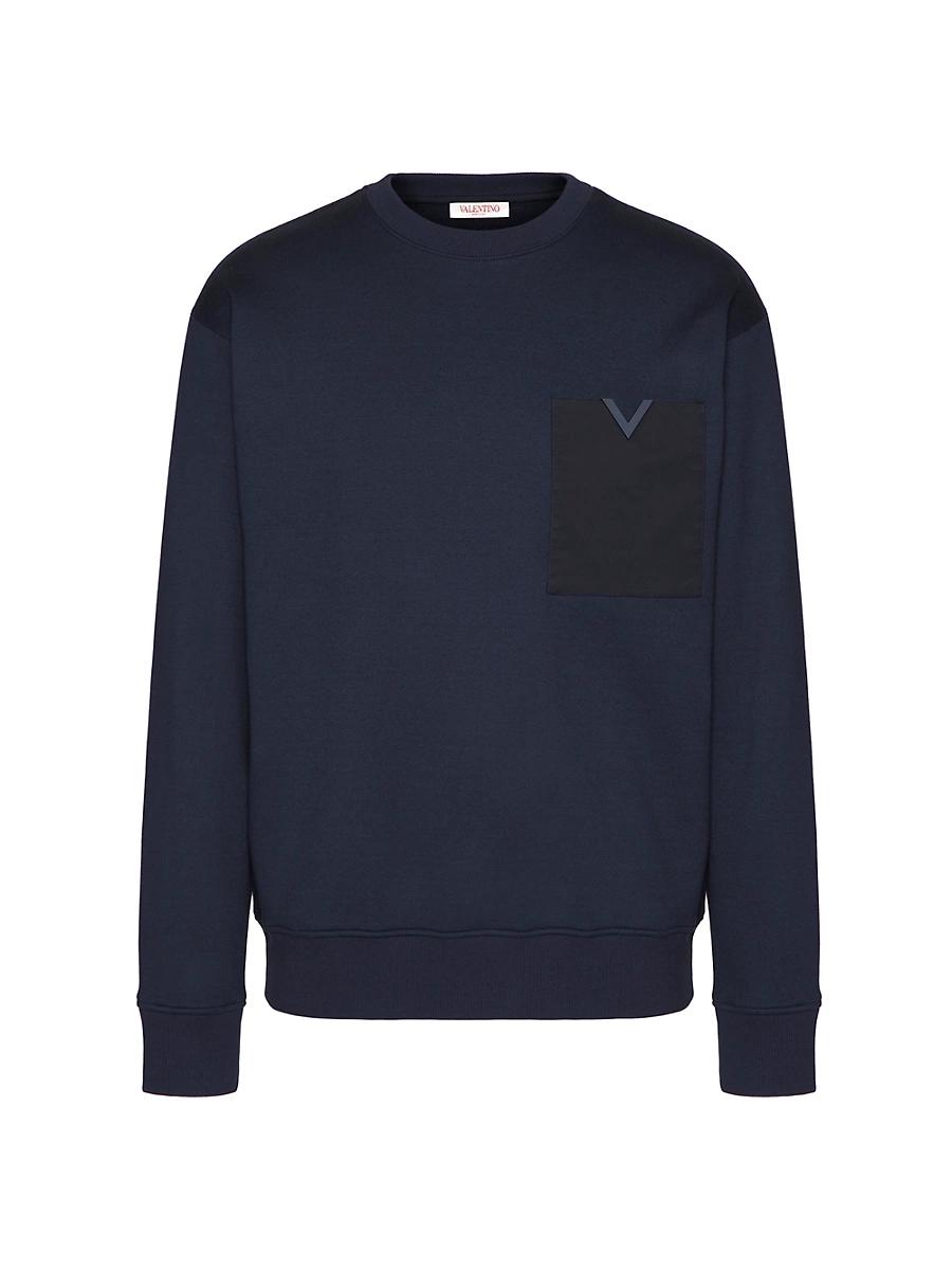 Mens Technical Cotton Crewneck With Rubberized V Detail Product Image